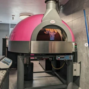 Forno a legna rotativo Joy 110 con calotta in vetroresina rosa
